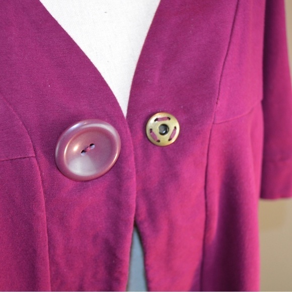 Per Se Wine Color Snap Close Babydoll Style Pleated Half Sleeve Cardigan LARGE - Picture 4 of 7